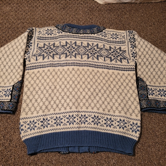 Dale Of Norway Pure Wool Blue Cream Cardigan Sweater - Picture 8 of 13